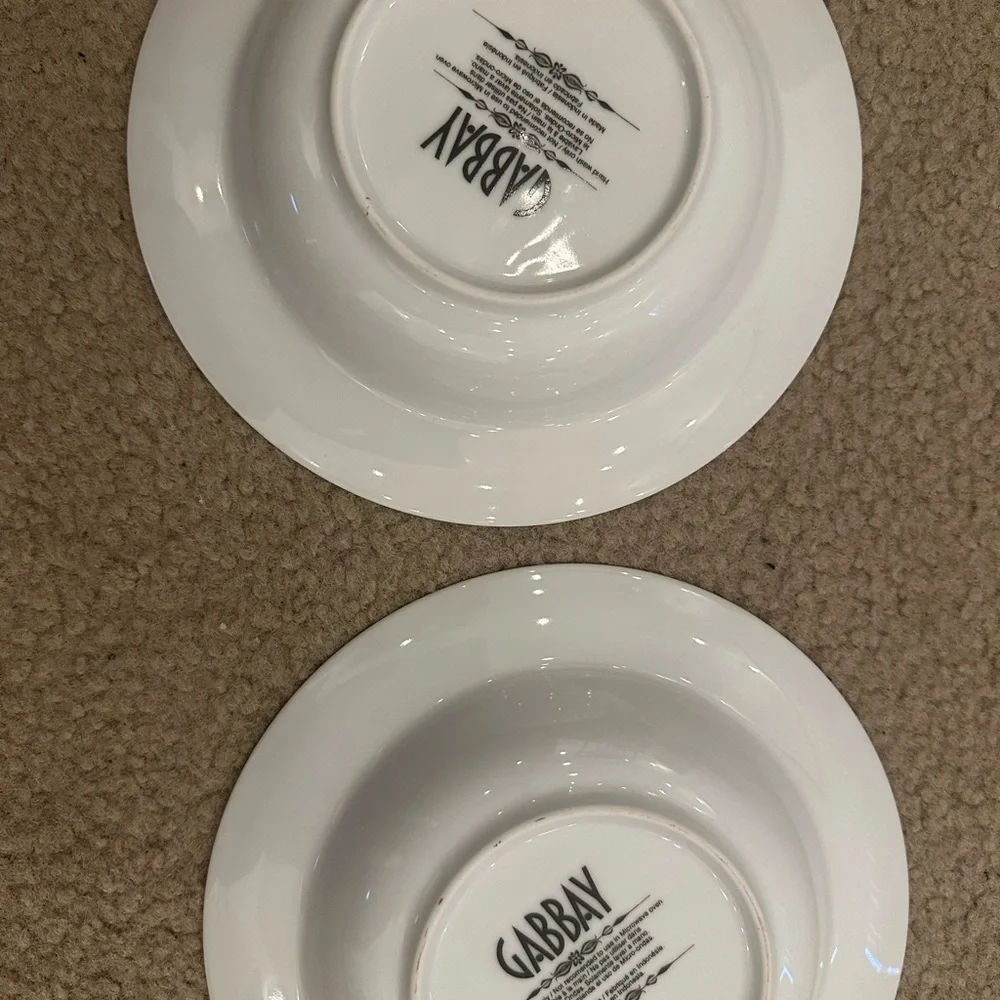Gabbay Porcelain Elegant Gold Rimmed Bowls 8in - Set of 2 Vintage